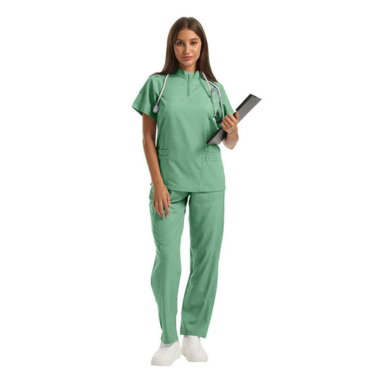 Short Sleeve Medical Scrubs with Stand Collar
